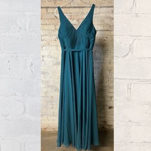teal green rouched bodice chiffon bridesmaid dress [size 14]